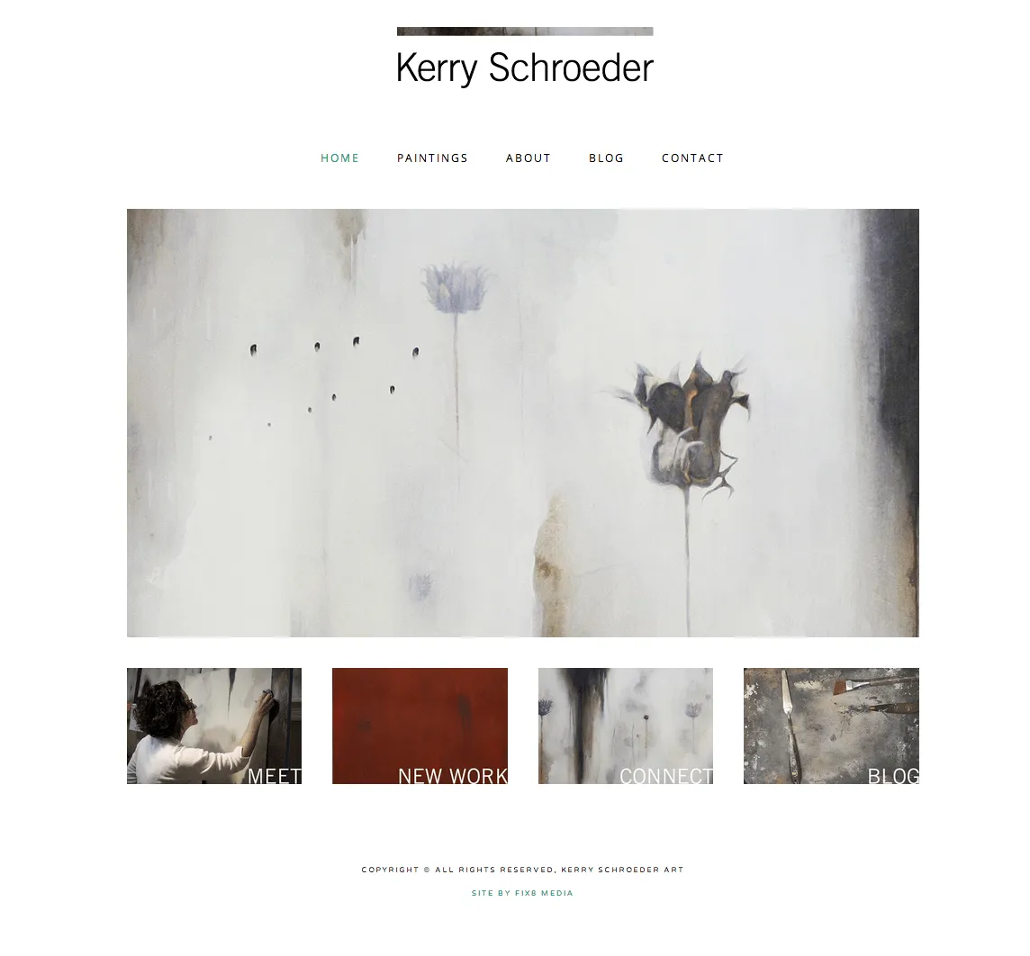 Artist portfolio website shown on desktop, laptop, tablet and phone