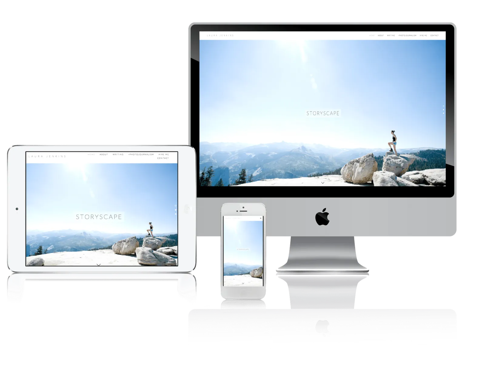 Photojournalist website shown on desktop, laptop, tablet and phone