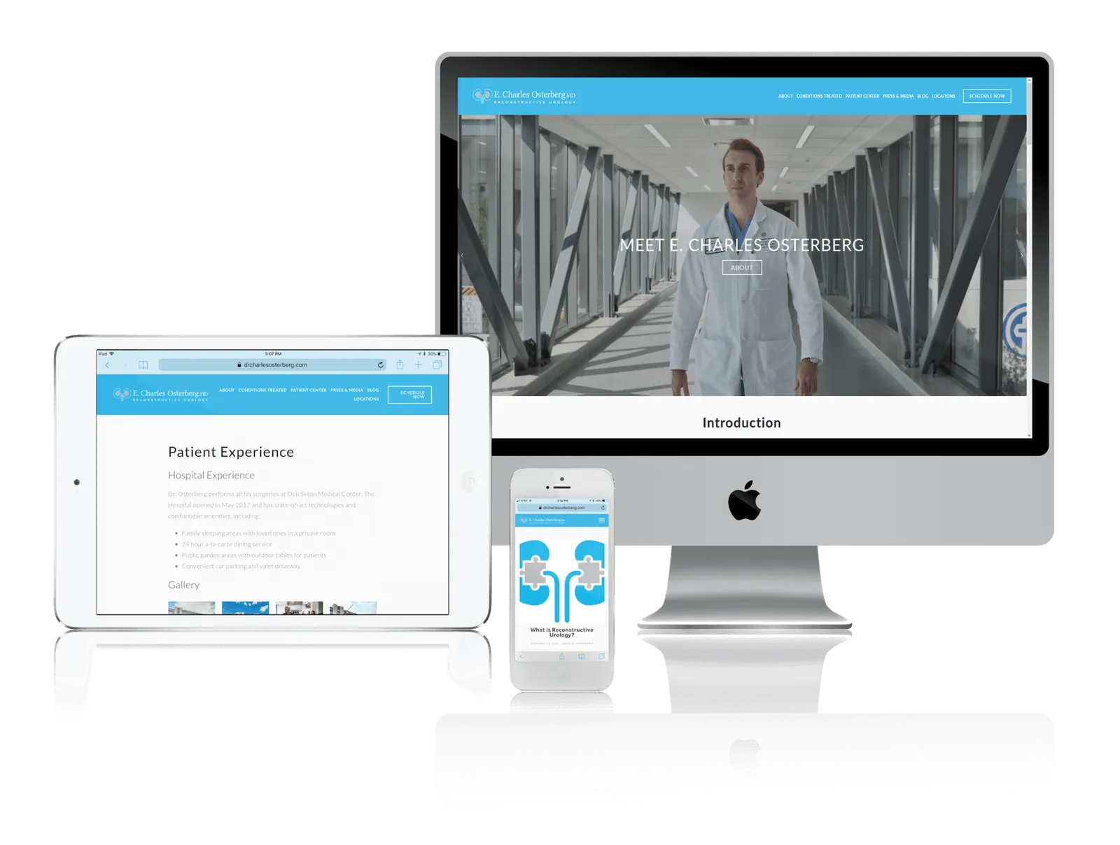 Urology practice website shown on desktop, laptop, tablet and phone