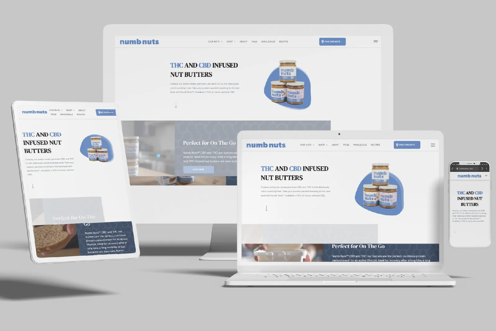 CBD brand website shown on desktop, laptop, tablet and phone