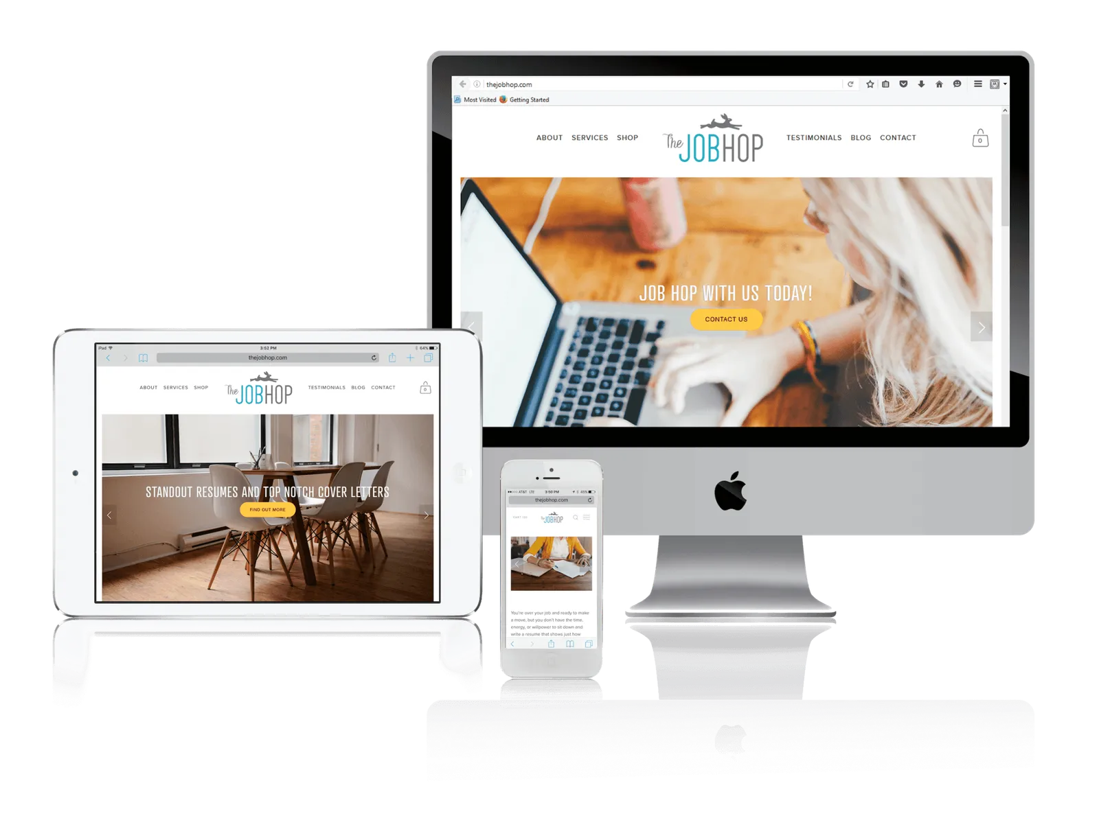 California job search services website shown on desktop, laptop, tablet and phone