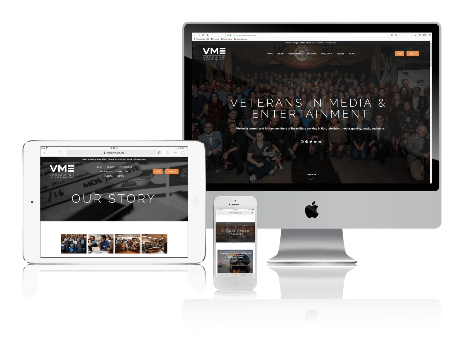 California nonprofit website shown on desktop, laptop, tablet and phone
