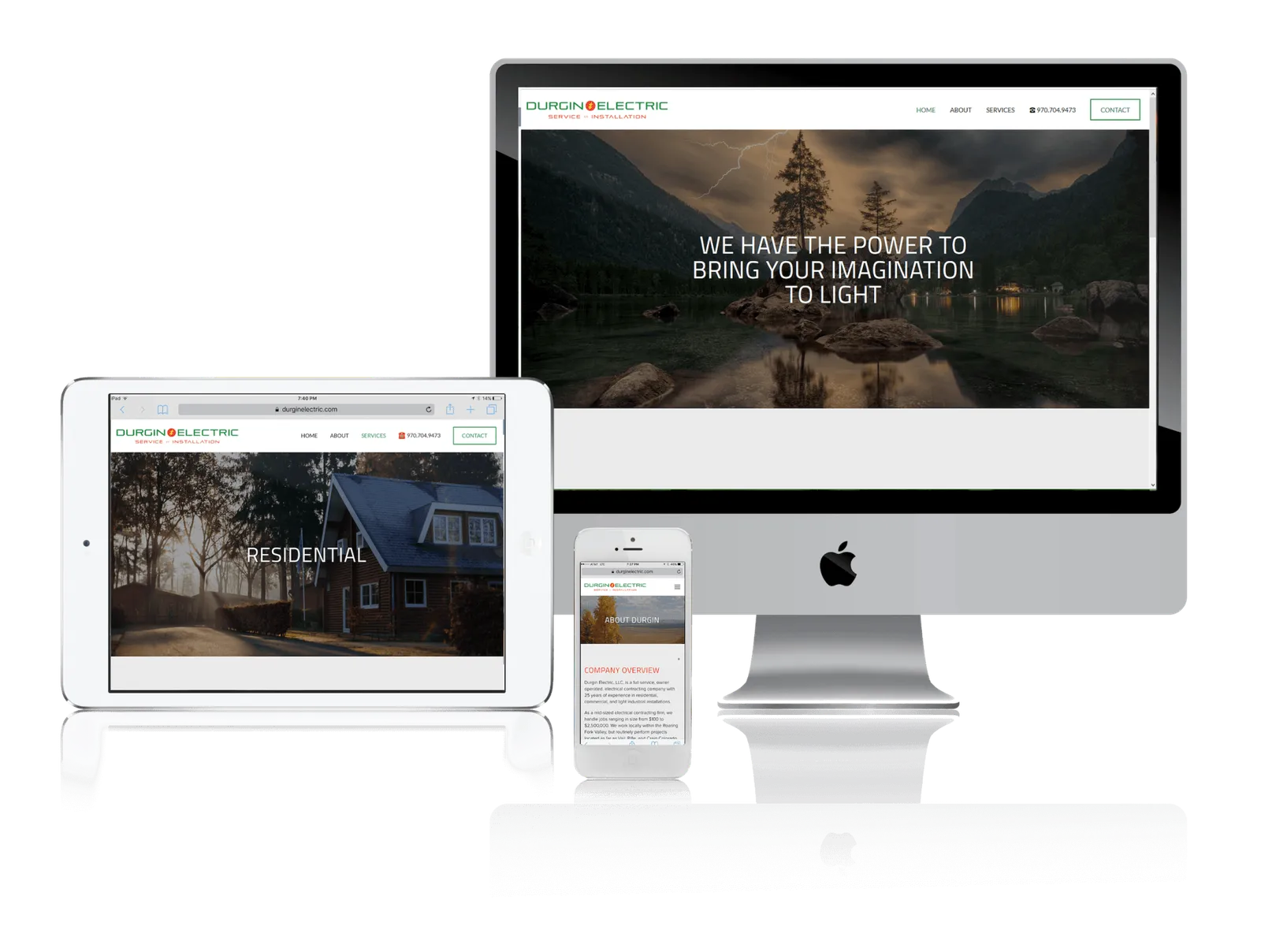 Electrical contractor website shown on desktop, laptop, tablet and phone