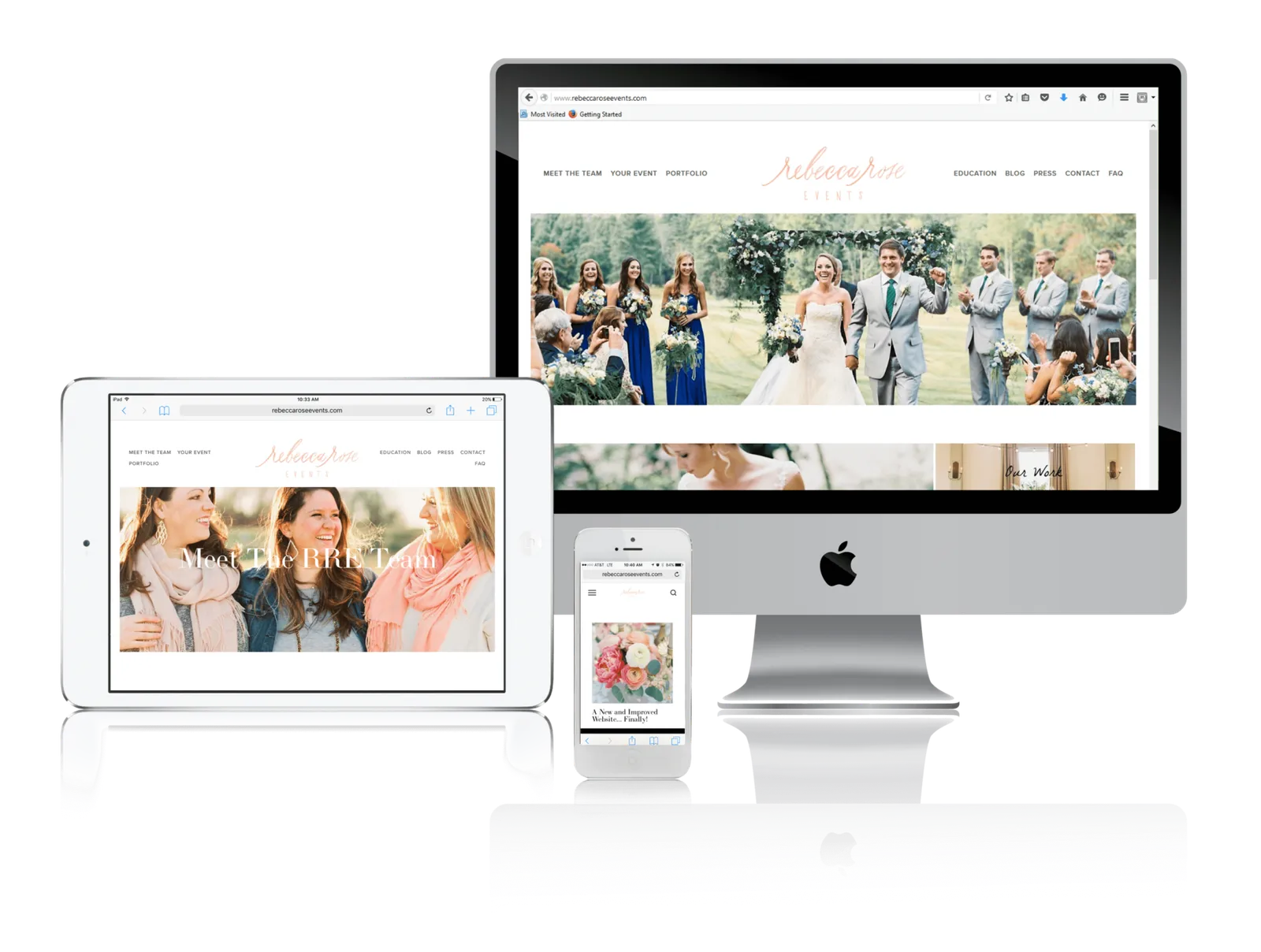 Carolinas wedding planner website shown on desktop, laptop, tablet and phone