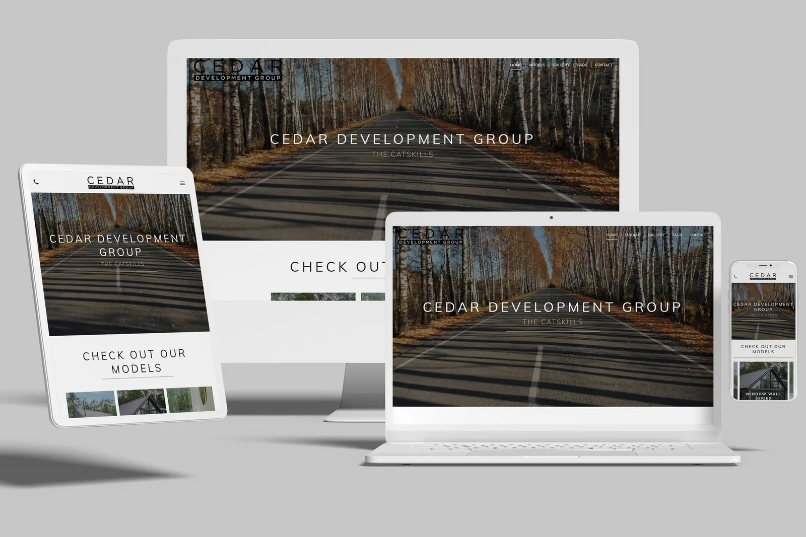 Home developer website shown on desktop, laptop, tablet and phone