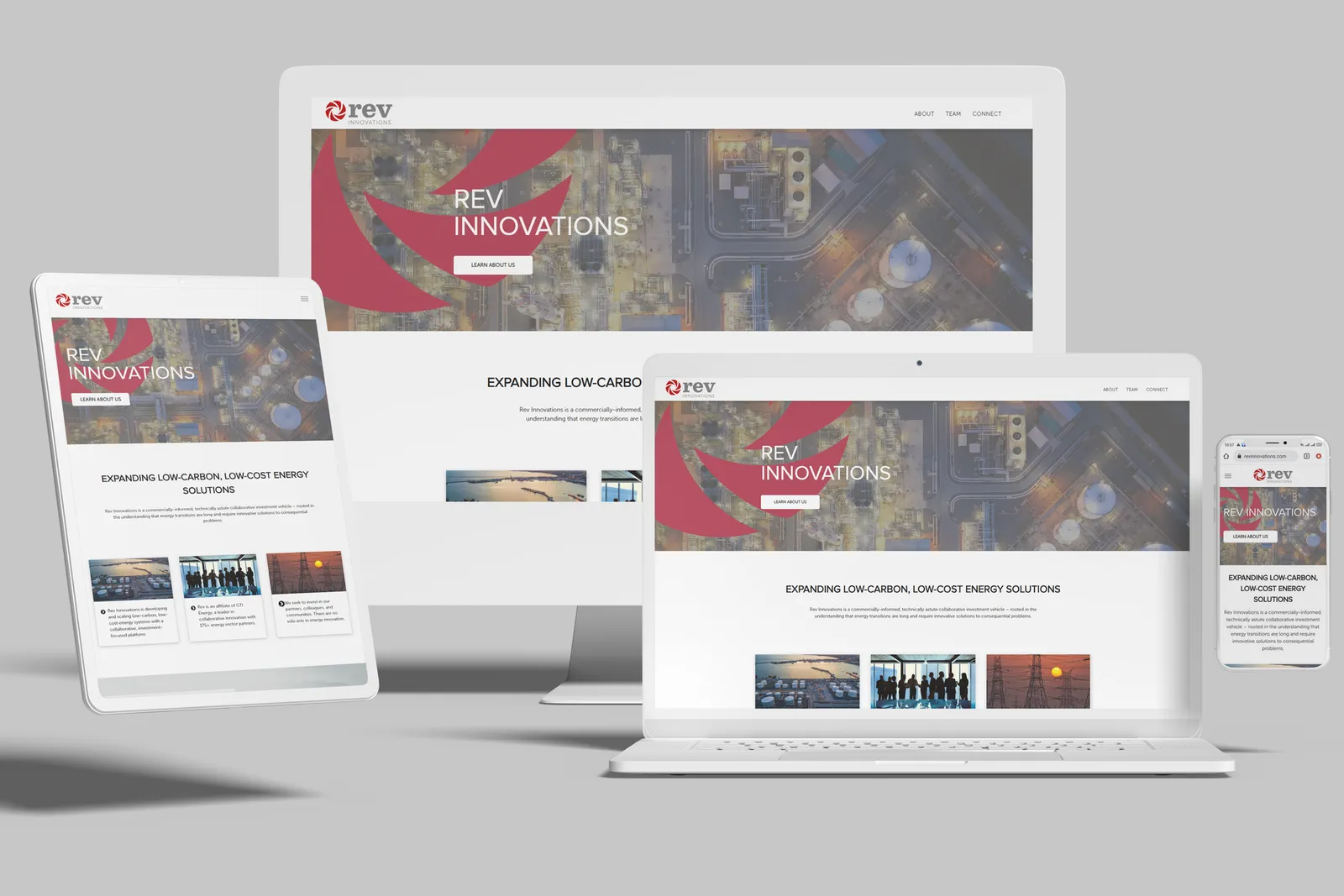 Investment firm website shown on desktop, laptop, tablet and phone