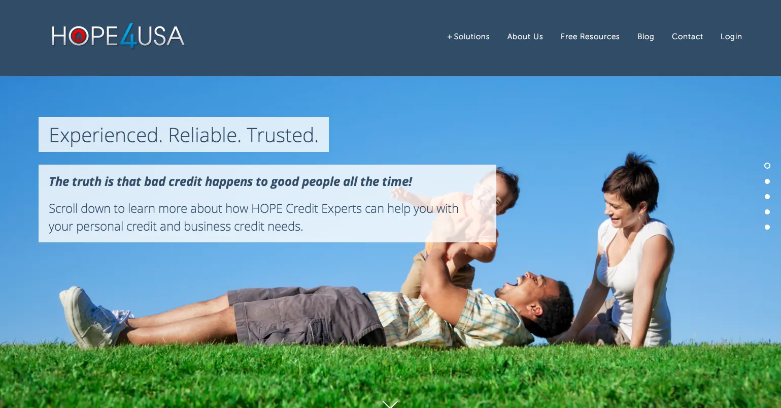 Credit repair company website shown on desktop, laptop, tablet and phone