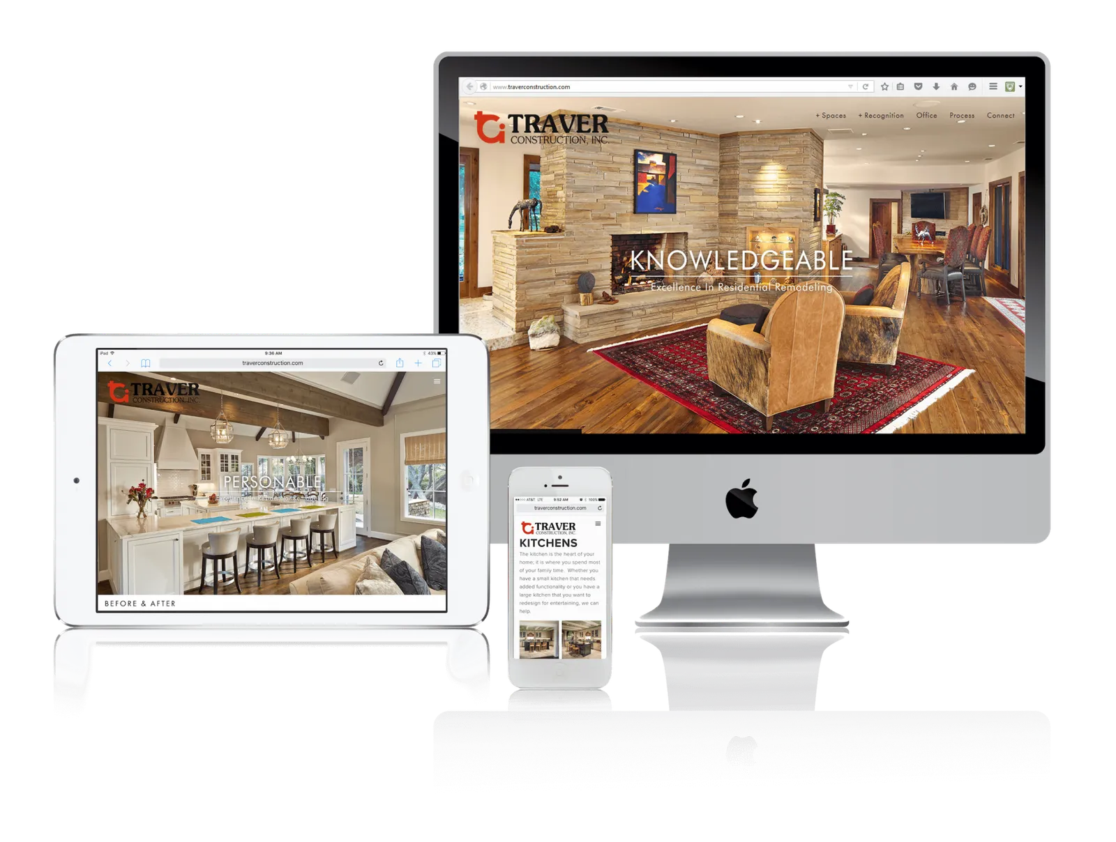Residential remodeler website shown on desktop, laptop, tablet and phone