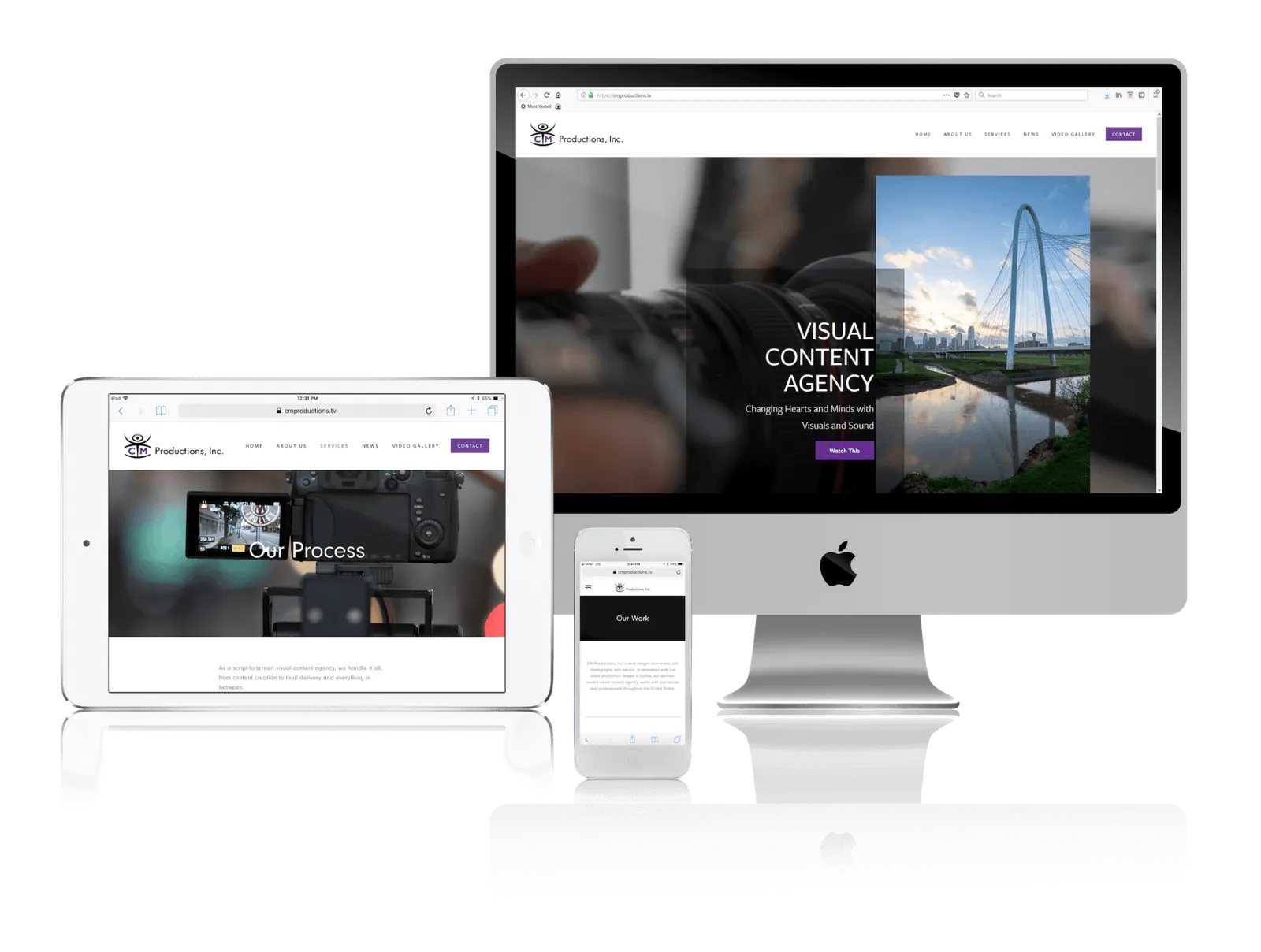 Dallas video production agency website shown on desktop, laptop, tablet and phone