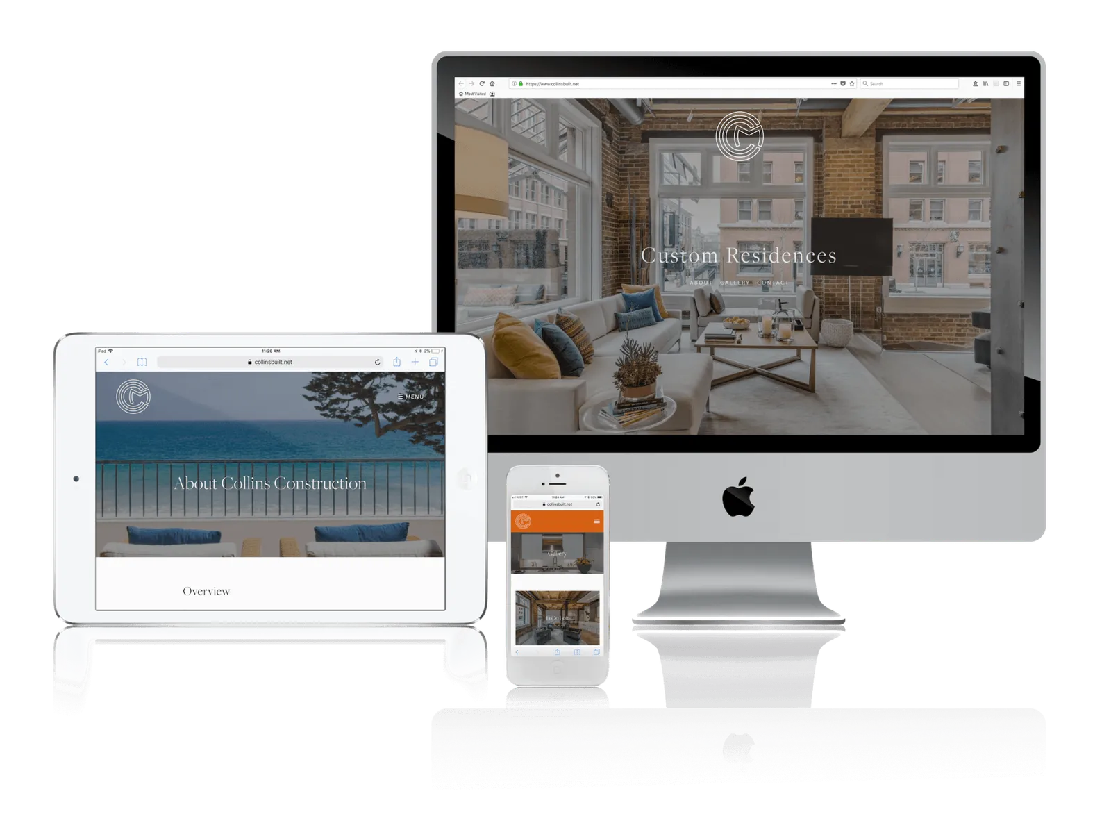 Denver custom home construction website shown on desktop, laptop, tablet and phone
