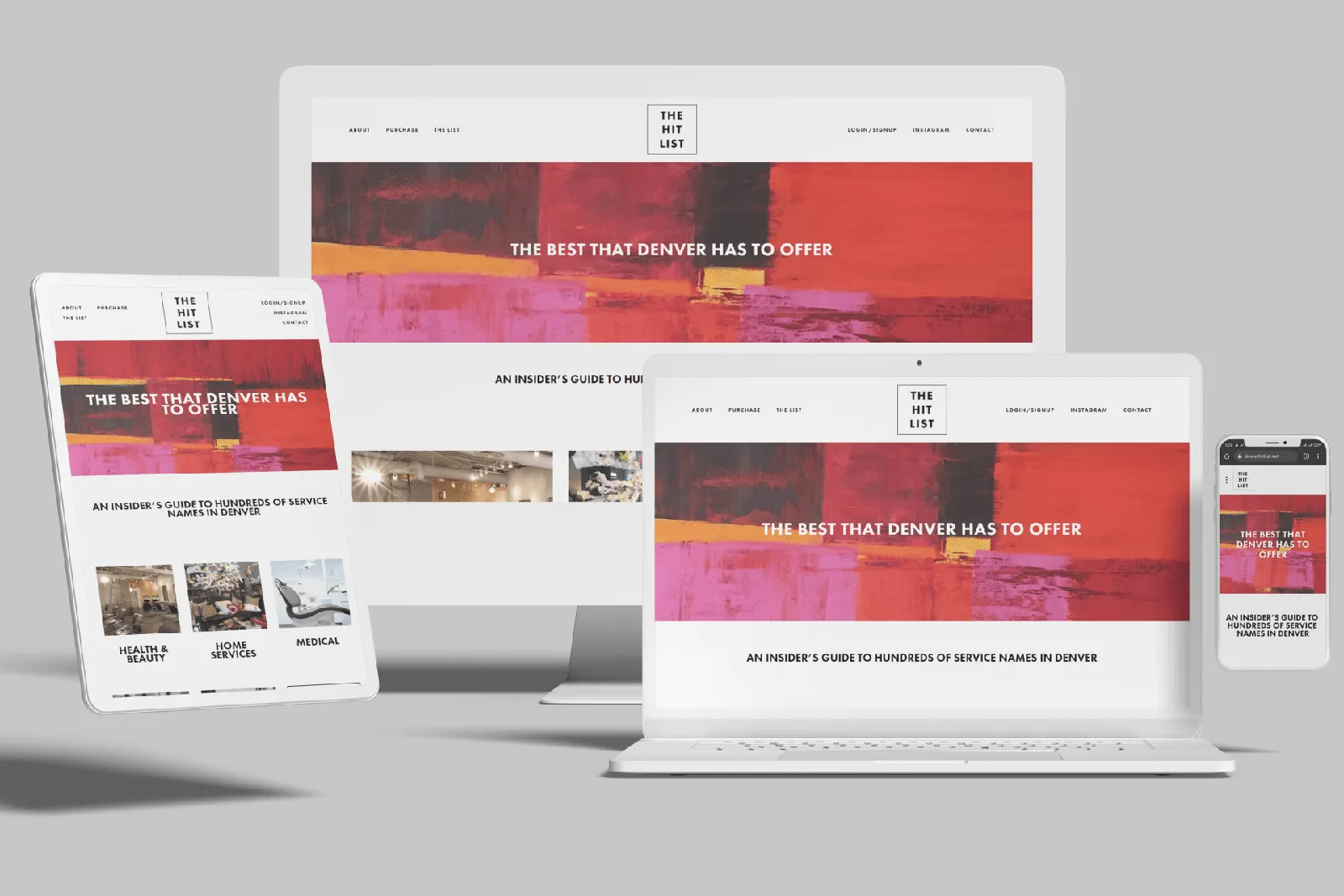 Service provider guide website shown on desktop, laptop, tablet and phone