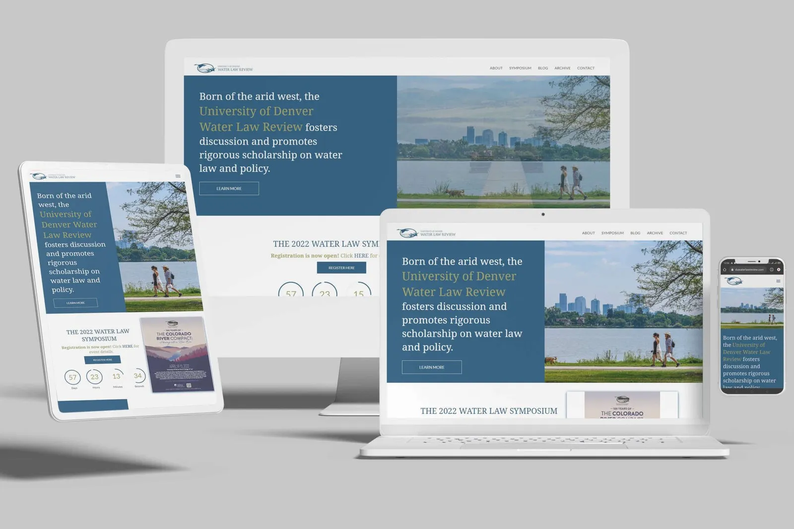University law review website shown on desktop, laptop, tablet and phone