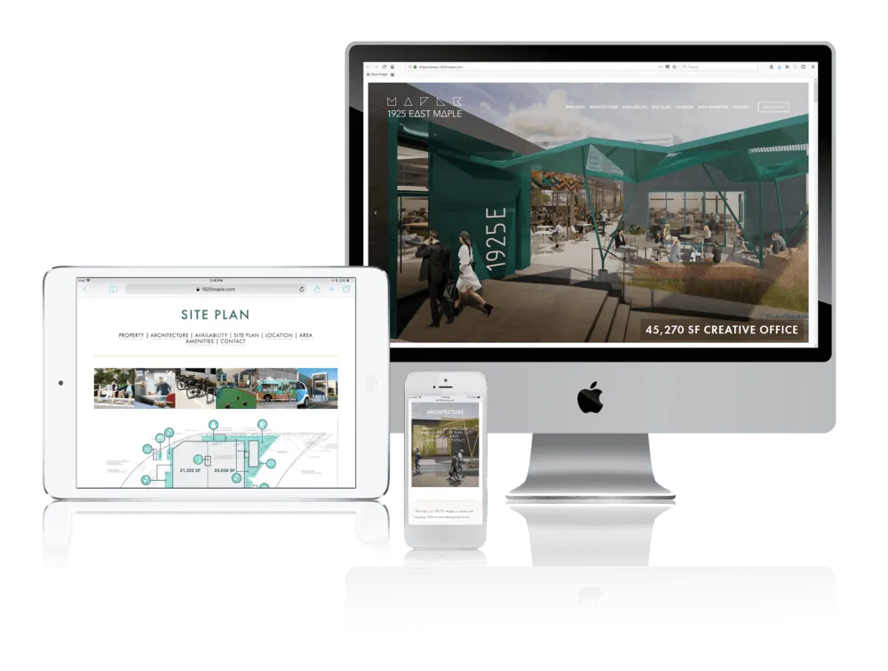 El Segundo office building website shown on desktop, laptop, tablet and phone