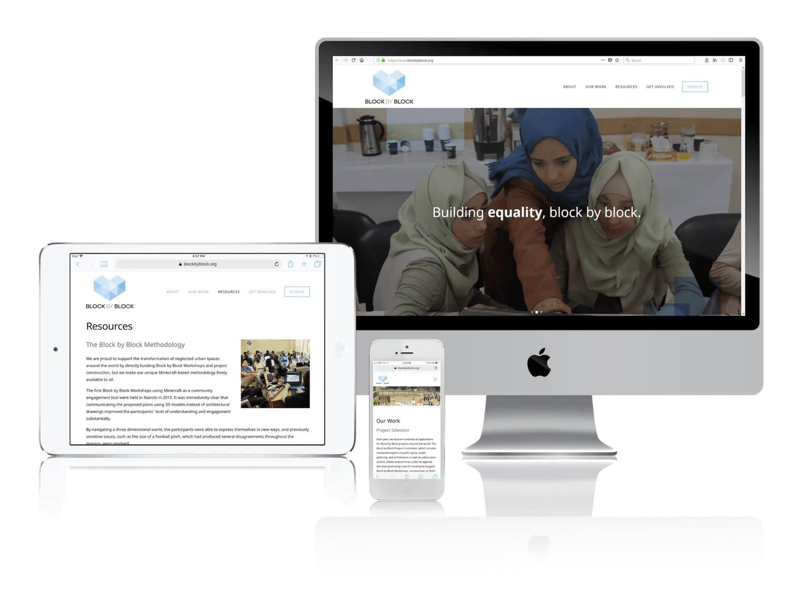 Global nonprofit website shown on desktop, laptop, tablet and phone