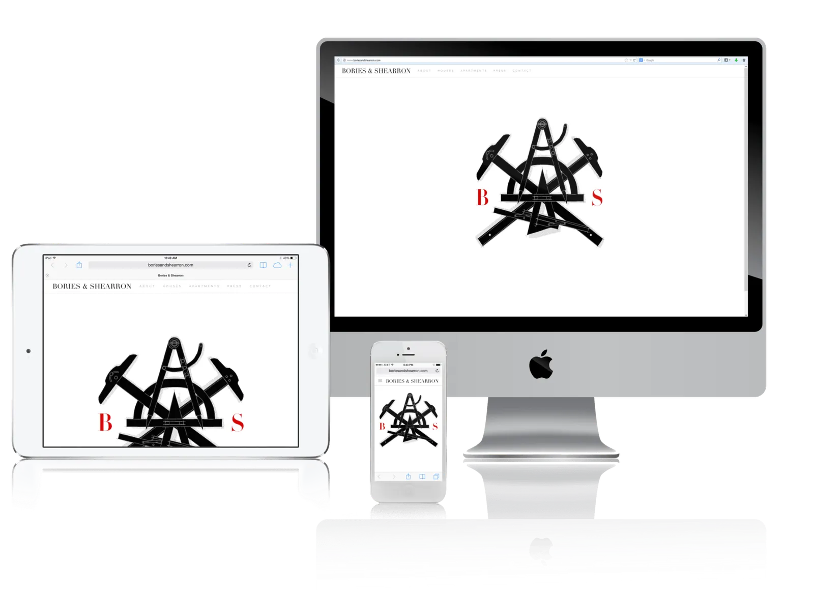 Architecture firm website shown on desktop, laptop, tablet and phone