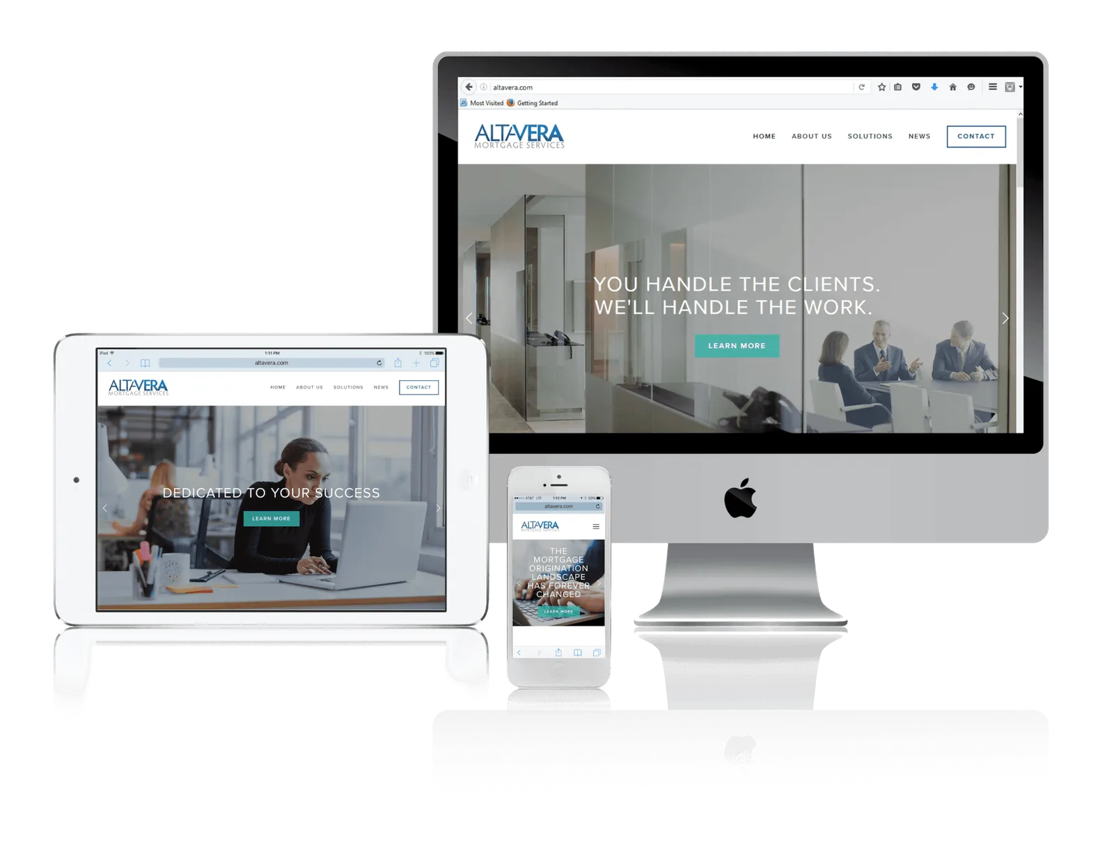 Mortgage insurance company website shown on desktop, laptop, tablet and phone