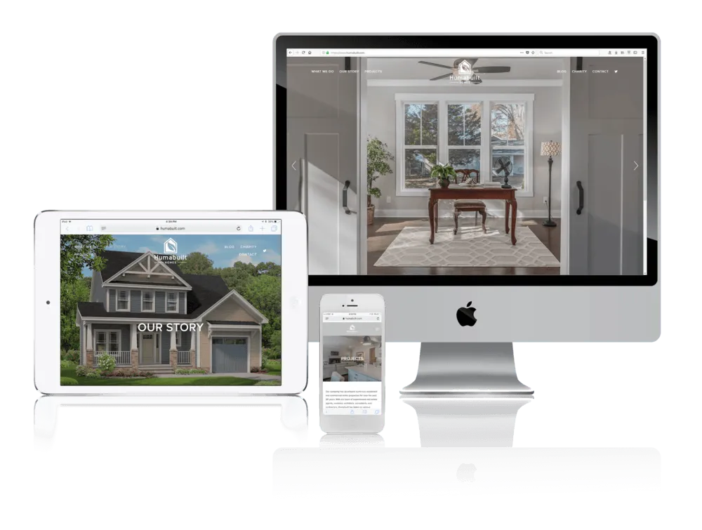 North Carolina eco-friendly developer website shown on desktop, laptop, tablet and phone
