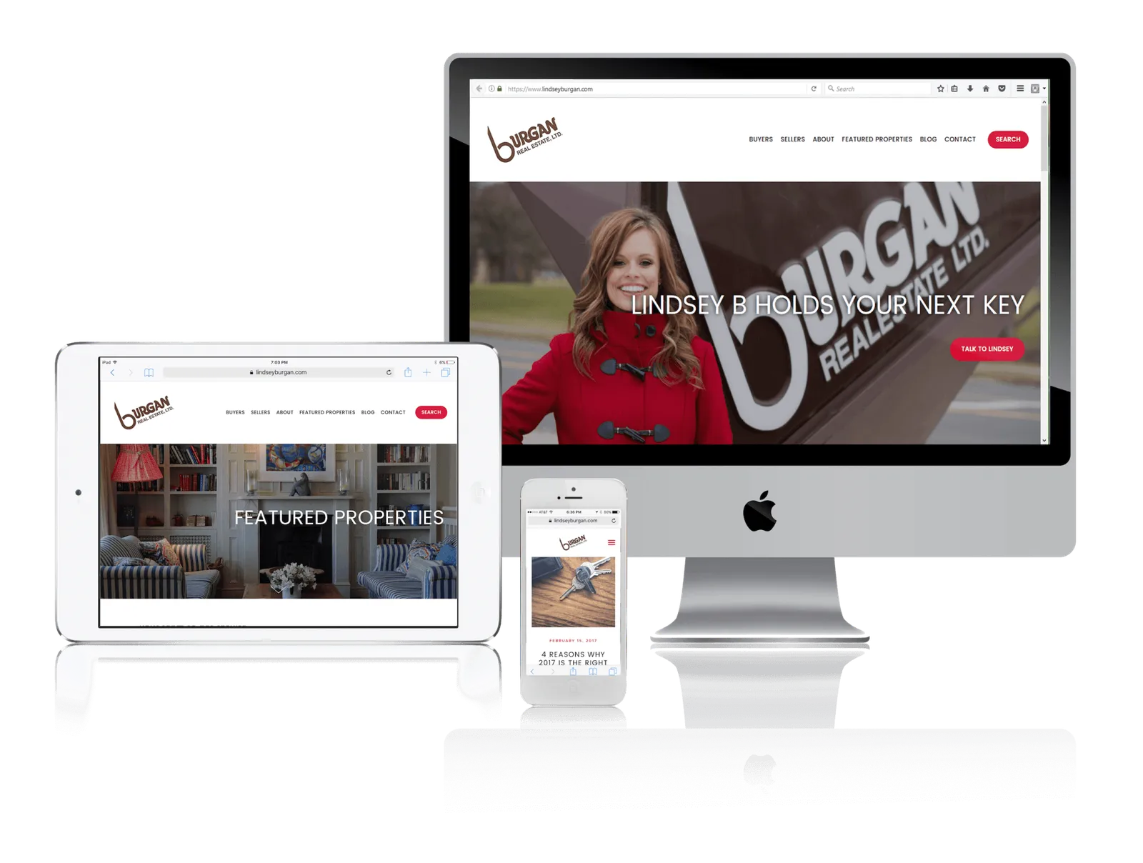 Realtor website shown on desktop, laptop, tablet and phone