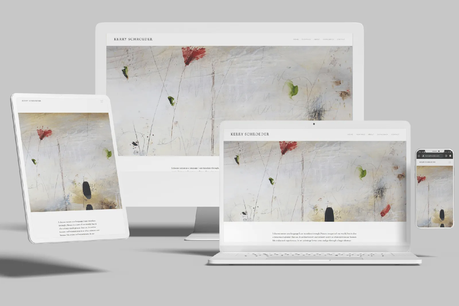 Painter website shown on desktop, laptop, tablet and phone