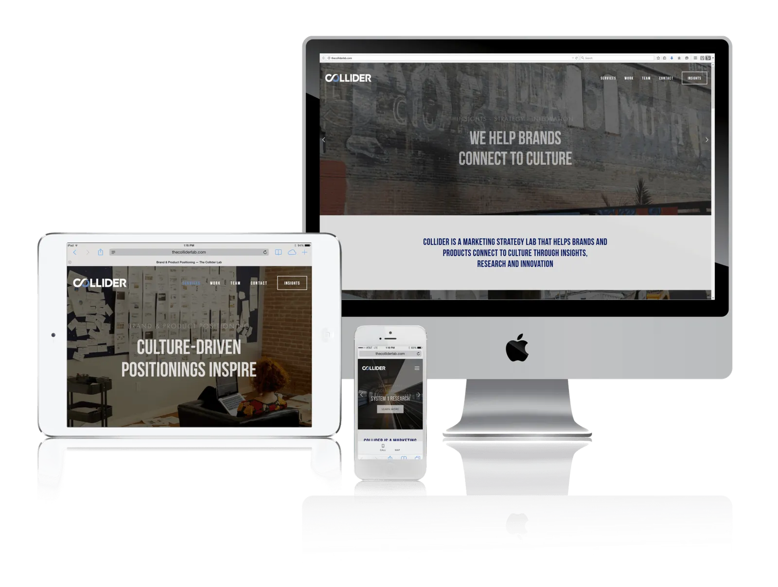 Brand insights firm website shown on desktop, laptop, tablet and phone