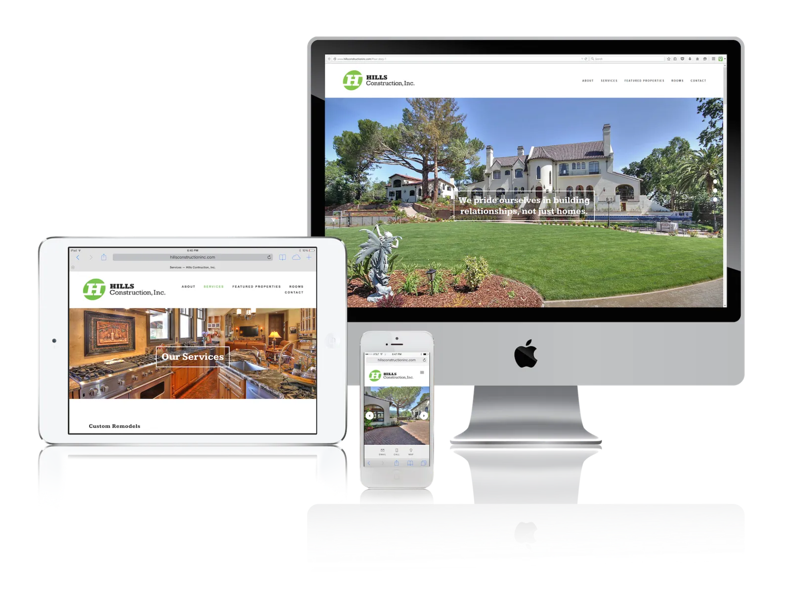 Home builder and remodeler website shown on desktop, laptop, tablet and phone
