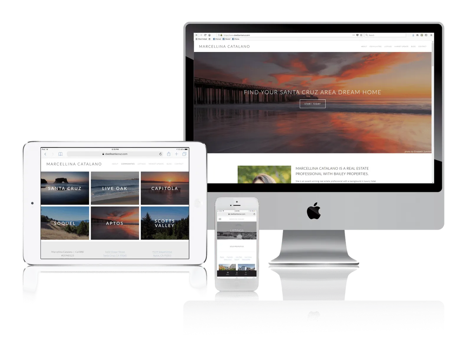 Realtor website shown on desktop, laptop, tablet and phone