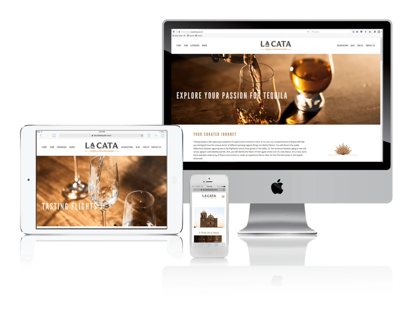 Tasting room website shown on desktop, laptop, tablet and phone