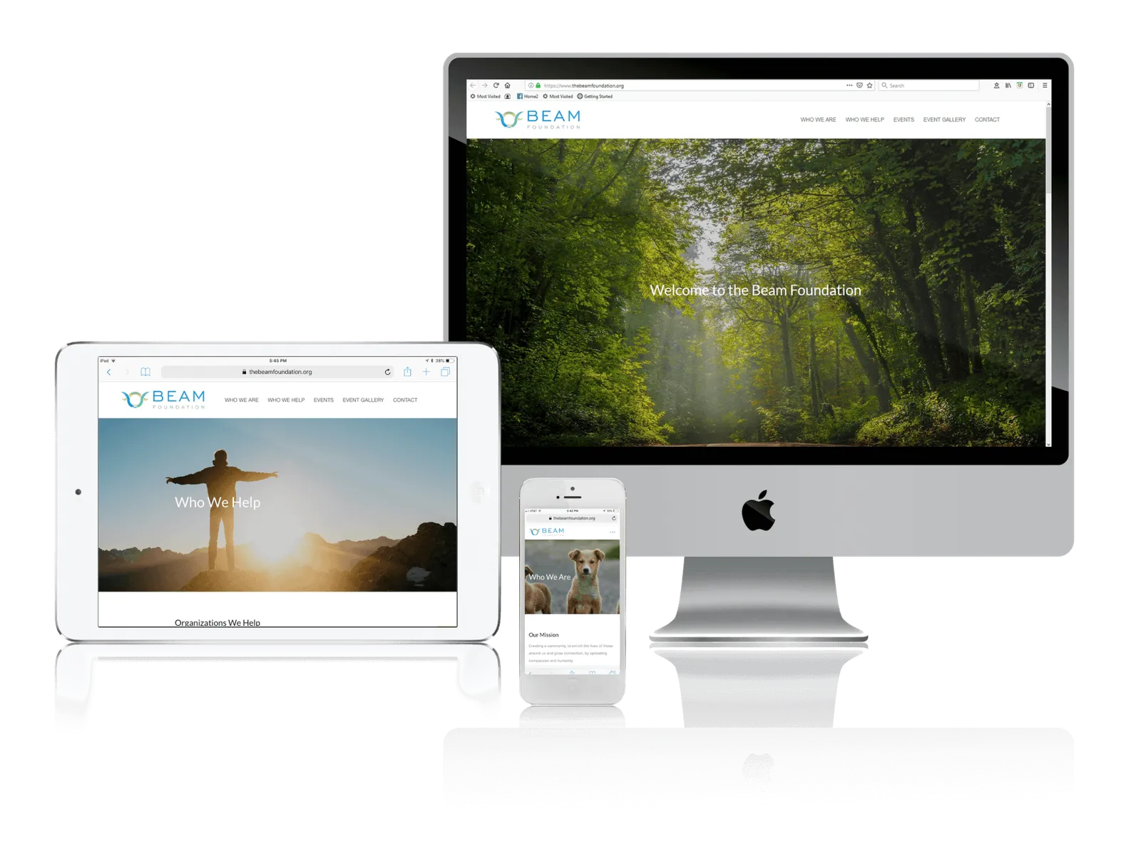 Texas nonprofit website shown on desktop, laptop, tablet and phone