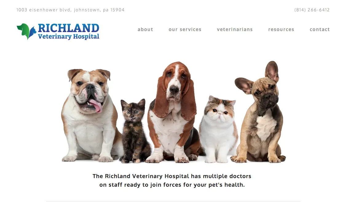 Veterinary hospital website shown on desktop, laptop, tablet and phone