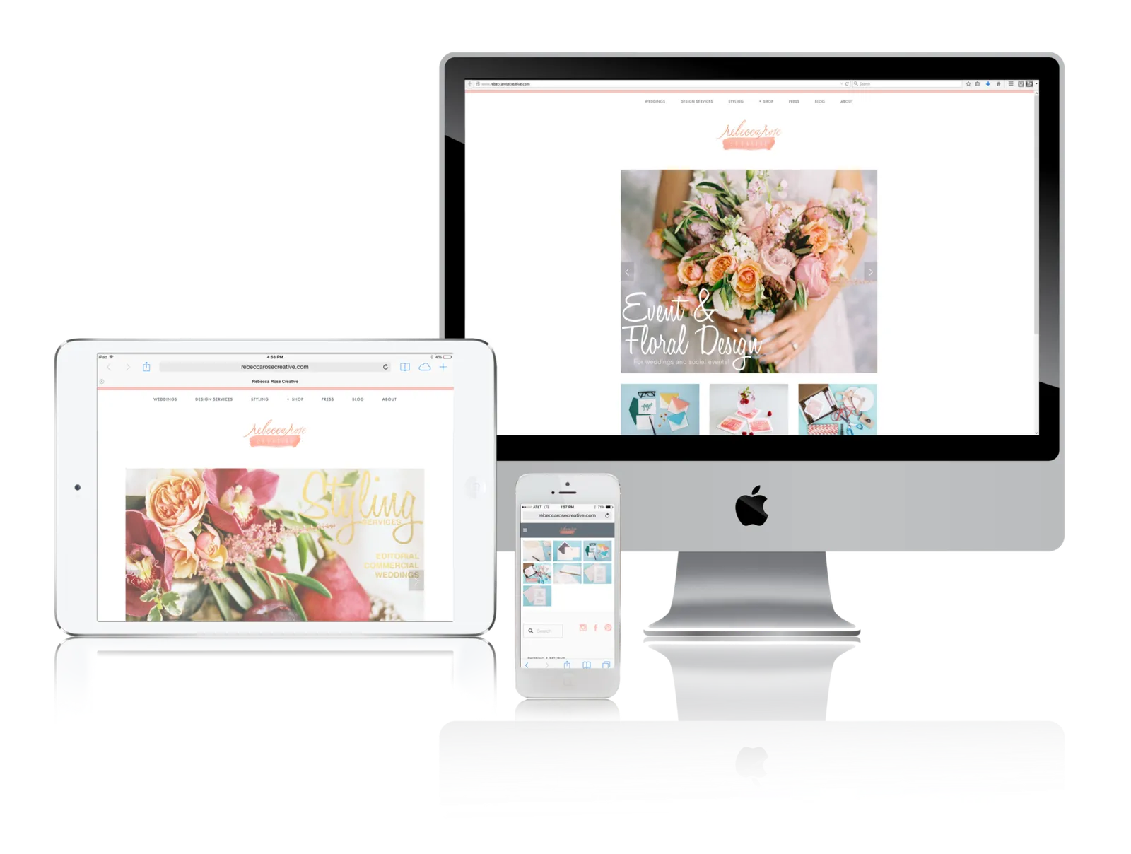 Wedding planning website shown on desktop, laptop, tablet and phone